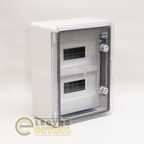 Корпус Takel 512840 модульний (2x8Р) ударостійкий 250x350x150 з прозорими дверцятами IP65
