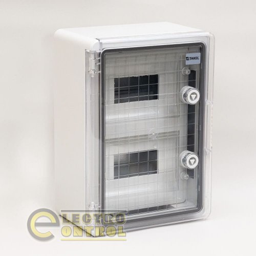 Корпус Takel 512841 модульний (2x12Р) ударостійкий 300x400x170 з прозорими дверцятами IP65