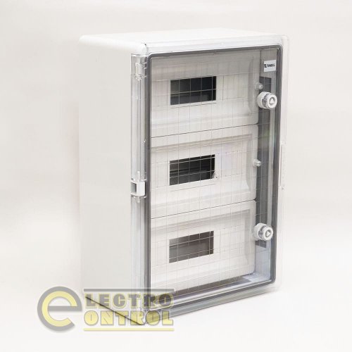 Корпус Takel 512842 модульный (3x12Р) ударопрочный 350x500x190 с прозрачной дверцей IP65