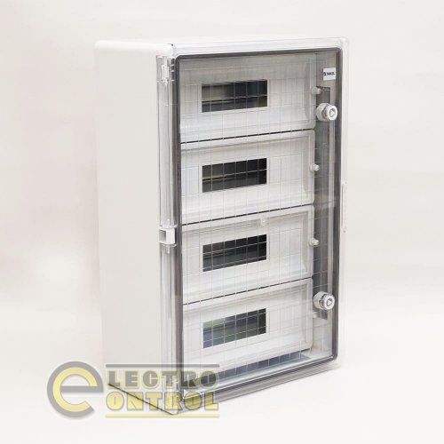Корпус Takel 512843 модульний (4x15Р) ударостійкий 400x600x200 з прозорими дверцятами IP65