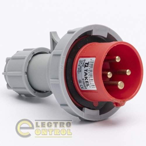 Вилка Takel 516009 переносная 0142 16А 380В 3Р+Е IP67 Argent