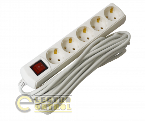 Удлинитель UEC WYP10-10-05-07-GS-G-U ECO П05В 5 мест 2P+PE 7м 3х1мм2 10А 250В с выключателем Удлинитель UEC WYP10-10-05-07-GS-G-U ECO П05В 5 мест 2P+PE 7м 3х1мм2 10А 250В с выключателем