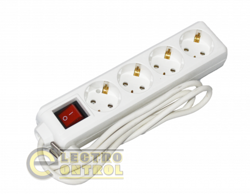 Удлинитель UEC WYP10-16-04-01-GS-17-U STANDART П04В 4 места 2Р+PЕ 1,5м 3х1мм2 16А 250 с выключателем