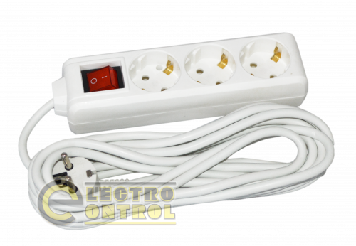 Удлинитель UEC WYP10-16-03-05-GS-N-U STANDART П03В3 места 2Р+PЕ 5м 3х1мм2 16А 250 с выключателем