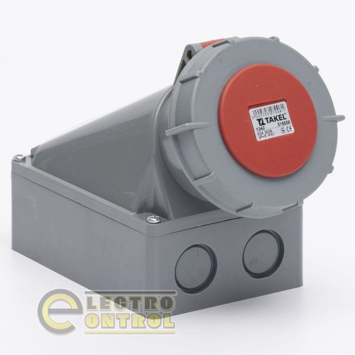 Розетка Takel 516058 стаціонарна зовнішня 1342 63А 380В 3Р+Е IP67 Argent