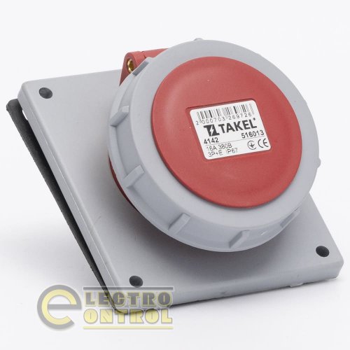 Розетка Takel 516013 стаціонарна внутрішня 4142 16А 380В 3Р+Е IP67 Argent