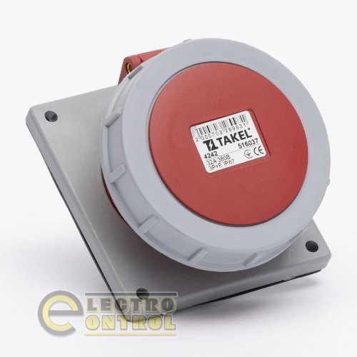 Розетка Takel 516037 стаціонарна внутрішня 4242 32А 380В 3Р+Е IP67 Argent