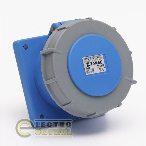 Розетка Takel 516052 стаціонарна внутрішня 3332 63А 220В 2Р+Е IP67 Argent