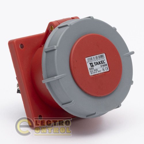 Розетка Takel 516068 стаціонарна внутрішня 3352 63А 380В 3Р+N+Е IP67 Argent
