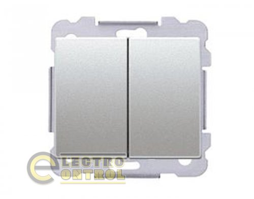 Вимикач SIEMENS 18510 AF 2-клавішний сходовий DELTA Iris 16АХ 250V алюміній ф'южн Вимикач SIEMENS 18510 AF 2-клавішний сходовий DELTA Iris 16АХ 250V алюміній ф'южн