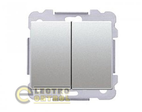 Вимикач SIEMENS 18509 AF 2-клавішний DELTA Iris 16АХ 250V алюміній ф'южн