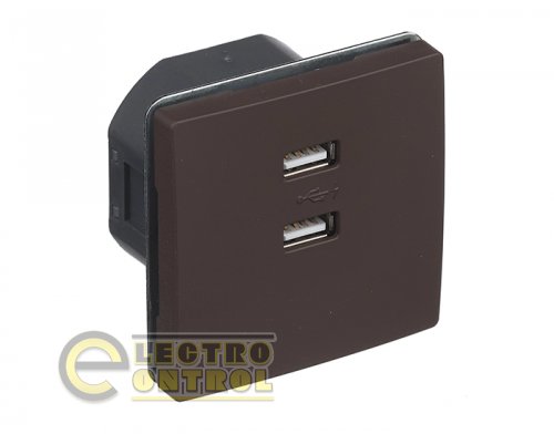Розетка SIEMENS 13780CH двойная USB DELTA Style 250V 2100 mA шоколад