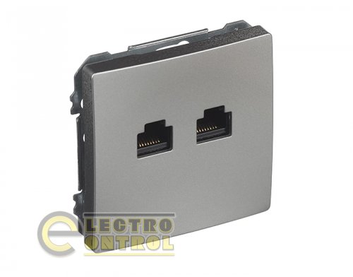 Розетка SIEMENS 22782PM02 РС подвійна DELTA Style RJ45 Cat.5e платина металік