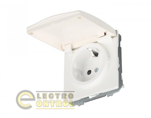 Розетка SIEMENS 12813WH одинарная с крышкой 2P+Z ШУКО DELTA Style 16А 250V белый полярный