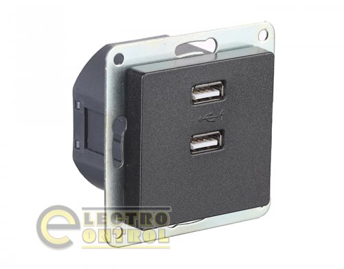 Розетка SIEMENS 25780CM подвійна USB LINE 250V 2100 mA карбон Розетка SIEMENS 25780CM подвійна USB LINE 250V 2100 mA карбон