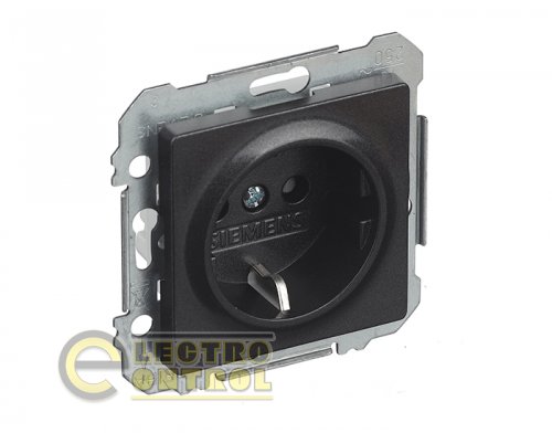 Розетка SIEMENS 10524CM одинарная 2P+Z ШУКО LINE 16А 250V карбон