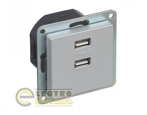 Розетка SIEMENS 25780AM подвійна USB LINE 250V 2100 mA алюміній Розетка SIEMENS 25780AM подвійна USB LINE 250V 2100 mA алюміній