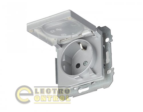 Розетка SIEMENS 10813AM одинарная с крышкой 2P+Z ШУКО LINE 16А 250V алюминий