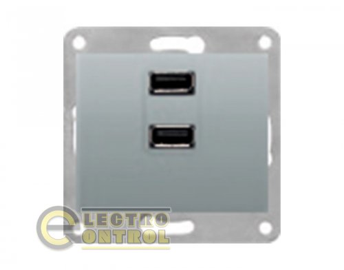 Розетка SIEMENS 5TG2022-1-AF USB двойная 250V 2.1A DELTA Iris алюминий фьюжн