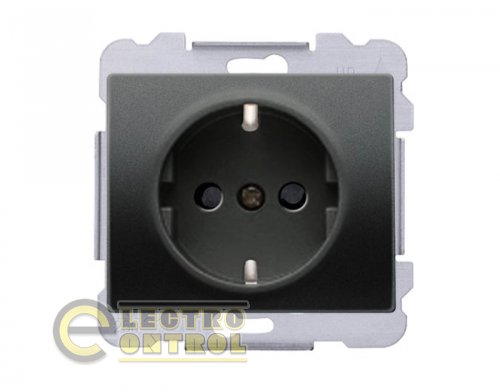 Розетка SIEMENS 18524 AC одинарная 2P+Z ШУКО DELTA Iris 16А 250V черный коссо