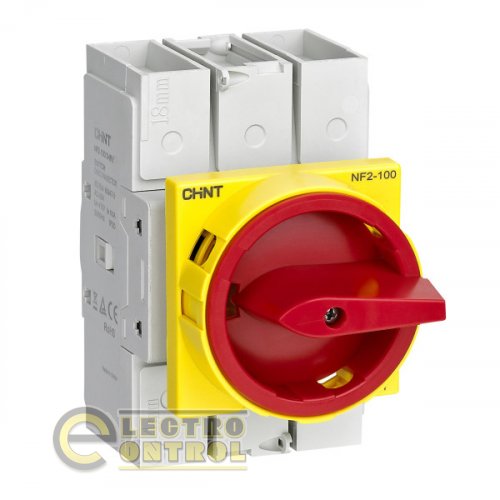 Вимикач навантаження CHINT 324146 NF2-125/3HRY 3P монтаж на двері червона/жовта ручка