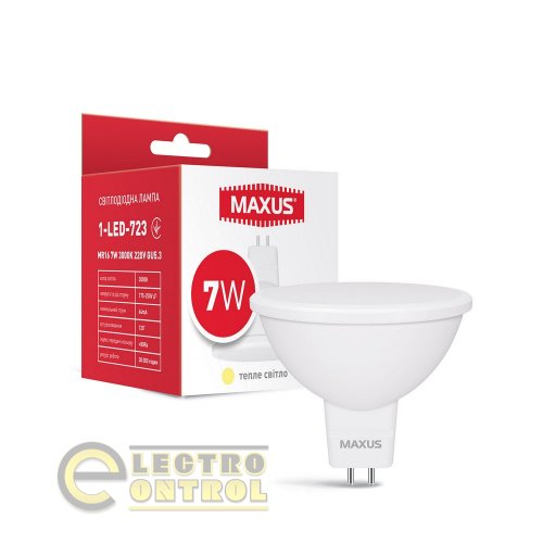 Лампа світлодіодна MAXUS 1-LED-723 MR16 7W 3000K 220V GU5.3 Лампа світлодіодна MAXUS 1-LED-723 MR16 7W 3000K 220V GU5.3