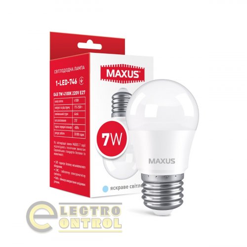 Лампа світлодіодна MAXUS 1-LED-746 G45 7W 4100K 220V E27