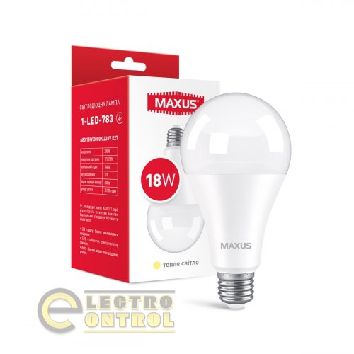 Лампа світлодіодна MAXUS 1-LED-783 A80 18W 3000K 220V E27