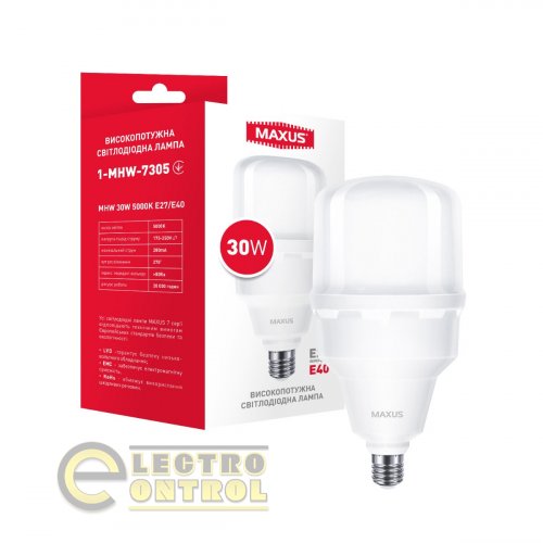 Лампа світлодіодна високопотужна MAXUS 1-MHW-7305 HW 30W 5000K E27/E40