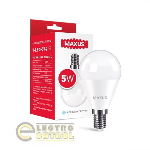Лампа світлодіодна MAXUS 1-LED-744 G45 5W 4100K 220V E14
