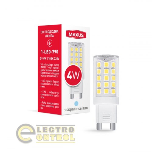 Лампа світлодіодна MAXUS 1-LED-790 G9 4W 4100K 220V