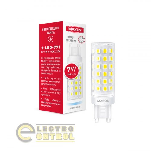 Лампа світлодіодна MAXUS 1-LED-791 G9 7W 4100K 220V Лампа світлодіодна MAXUS 1-LED-791 G9 7W 4100K 220V