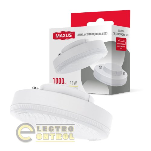 Лампа світлодіодна MAXUS 1-GX53-10W-3K GX53 10W 3000K