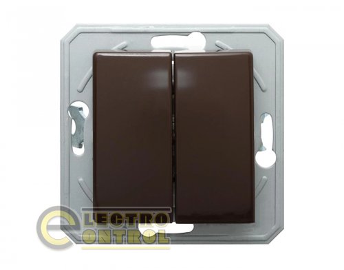 Вимикач 2-клавішний 250V/10A ТЕМ SE50CBXO-U EKONOMIK без рамки шоколад