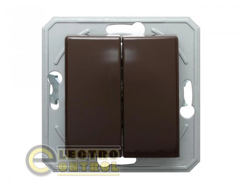 Выключатель лестничный 2-клавишный 250V/10A ТЕМ SE63CBXO-U EKONOMIK без рамок шоколад