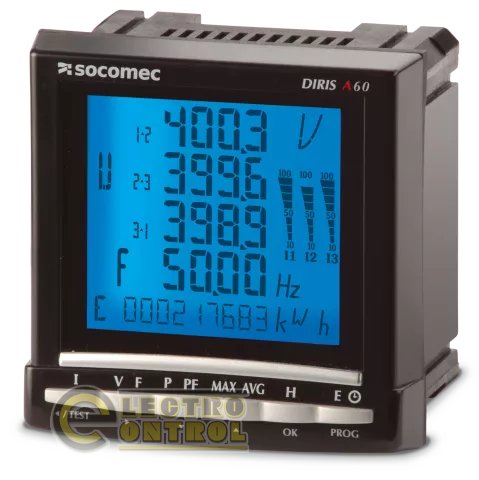 Аналізатор мережі Socomec 48250207 DIRIS A-60 1/5A живлення 110-400VAC/120-350VDC LCD кл.0,2 Аналізатор мережі Socomec 48250207 DIRIS A-60 1/5A живлення 110-400VAC/120-350VDC LCD кл.0,2