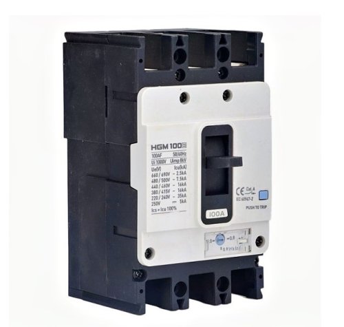 Автоматический выключатель MCCB Hyundai HGM100E3PT4S0000C00080F HGM 3P 80A Icu-16kA (0.8–1.0) x In