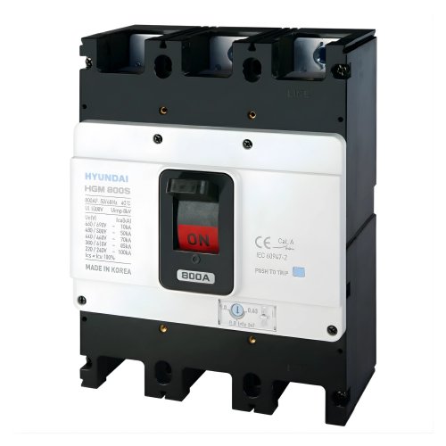 Автоматичний вимикач MCCB Hyundai HGM800S3PT4S0000C00800F HGM 3P 800A Icu-50kA (0.63–1.0) x In