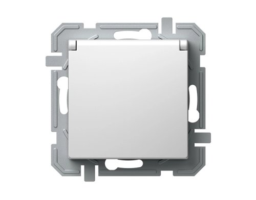 Розетка TEM VQ11PTXO-U с крышкой с заземлением со шторками 250V/16A LOGIQ белая