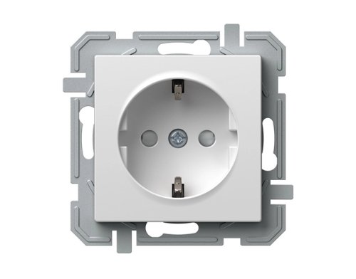 Розетка TEM VQ10PWXO-U одинарна з заземленням зі шторками 250V/16A LOGIQ біла