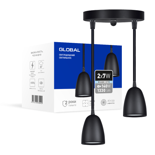 Світильник світлодіодний MAXUS 2-GPL-11441-CB GPL-01C GLOBAL 14W 4100K чорний