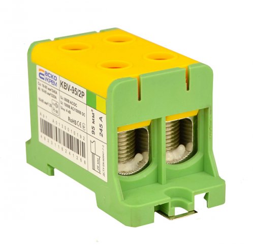 Клема вводу силова Аско-Укрем A0130010192 95/2Р (245 А) жовто-зелена серії KBV