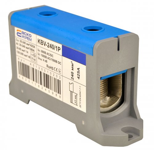 Клемма ввода силовая Аско-Укрем A0130010203 240/1Р (425 А) синяя серии KBV