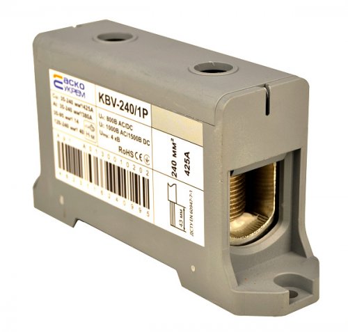 Клемма ввода силовая Аско-Укрем A0130010202 240/1Р (425 А) серая серии KBV