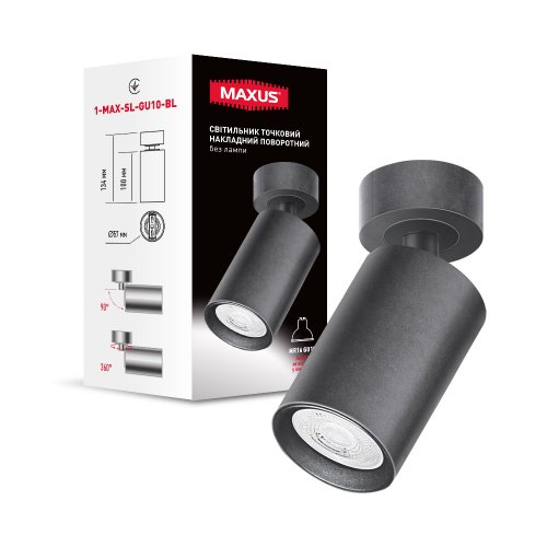 Точечный накладной поворотный светильник без лампы MAXUS 1-MAX-SL-GU10-BL Spot Light Base GU10 Black