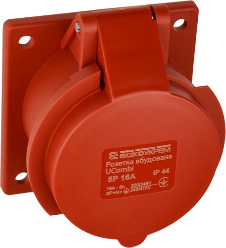 Розетка Аско-Укрем A0080010162 вбудована серии UCombi 5P 16A IP44