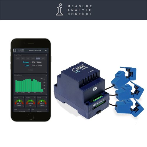 Умный счетчик электроэнергии с WiFi Smart-MAIC D103-21, threeфазный, стандартная версия, защелка