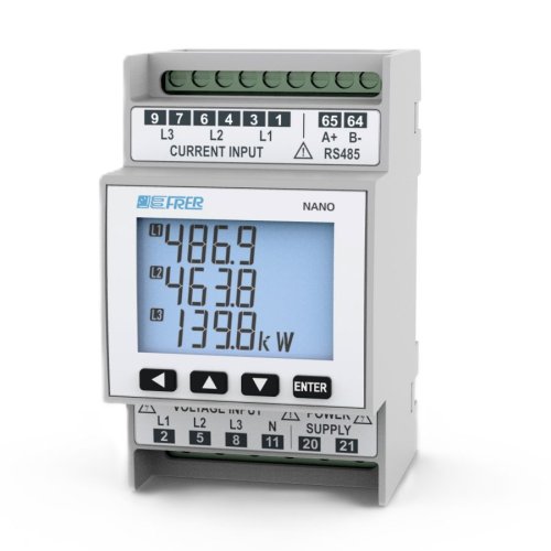 Анализатор сети модульный FRER NANO Q52P3H005MCQ2, RS485 Modbus RTU, 400V, 1-5A