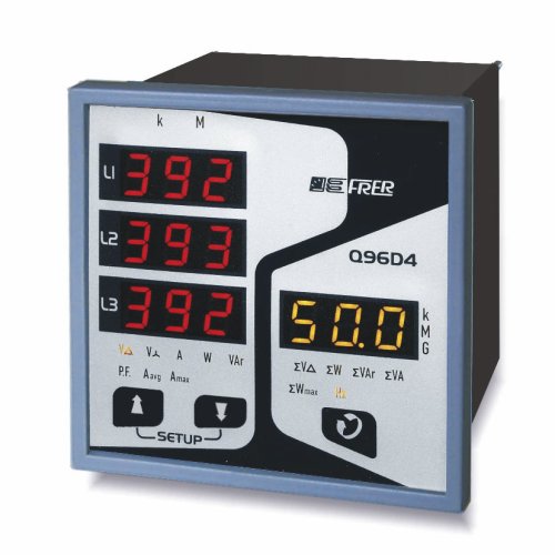 Аналізатор мережі щитовий FRER Q96D4X005XCQS, 96×96mm, 4 LED дисплеї, 100-400V, 1-5A