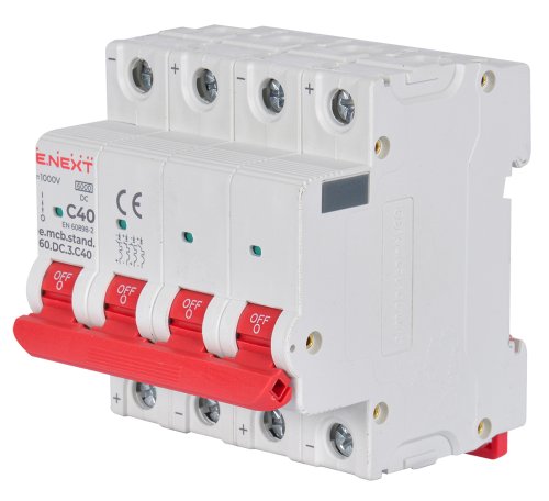 Модульний автоматичний вимикач Enext s081041 e.mcb.stand.60.DC.4.C40 4р 40А C 6кА DC